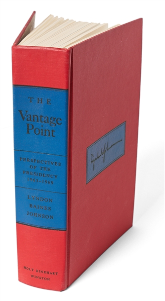 Lyndon B. Johnson Signed First Edition of ''The Vantage Point'' with an Amusing Inscription to a Man ''Who keeps my ladies looking beautiful'' -- With PSA/DNA COA