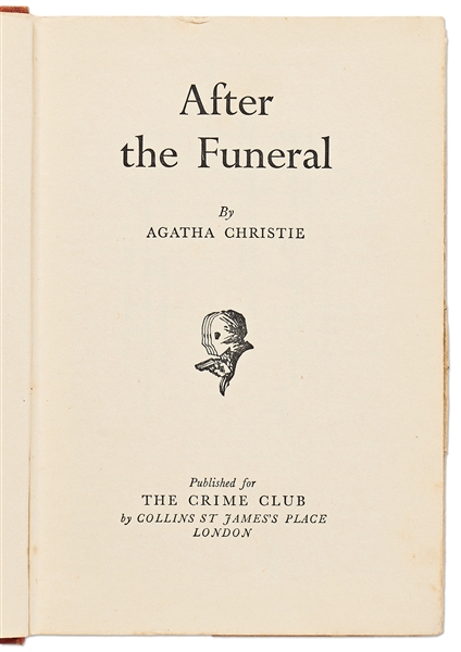 First UK Edition of ''After the Funeral'' by Agatha Christie, in Original Dust Jacket