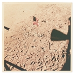 Apollo 11 Photo Measuring 8 x 8 Printed on A Kodak Paper -- The U.S. Flag Standing Sentry on the Moon