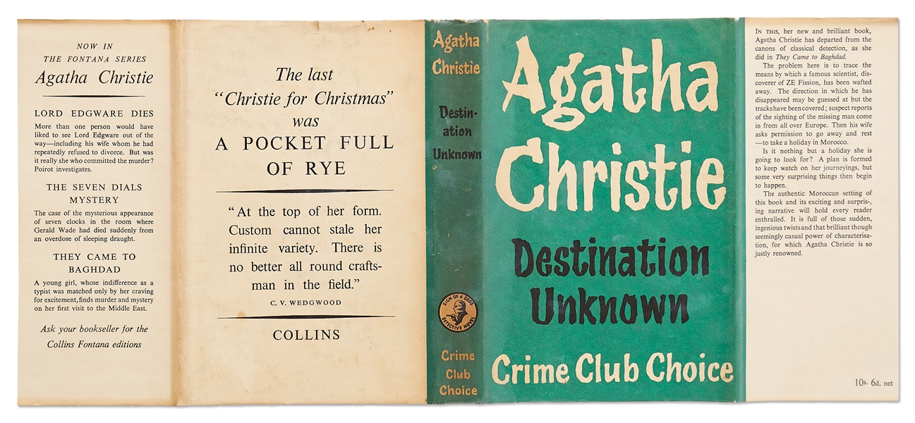 First Edition of ''Destination Unknown'' by Agatha Christie, in Original Dust Jacket