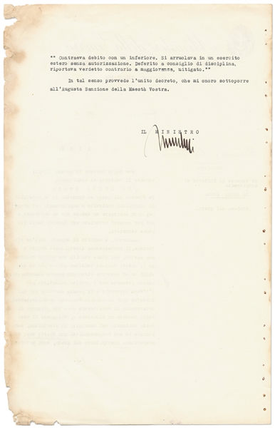 Benito Mussolini Document Signed as Prime Minister of Italy