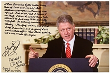 Gennifer Flowers, Paula Jones & Kathleen Willey Signed 20 x 16 Photo of Bill Clinton During the Infamous Finger Wagging Press Conference