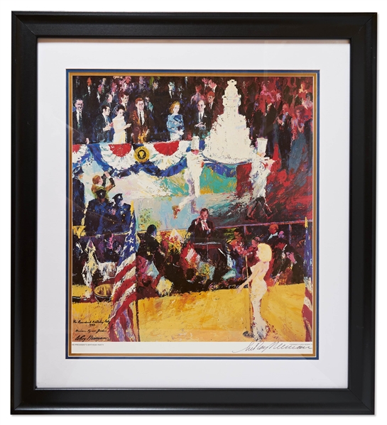 LeRoy Neiman Signed Print of ''The President's Birthday Party'' -- Depicting Marilyn Monroe's Famous Serenade of ''Happy Birthday to You'' for JFK