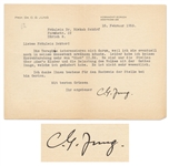 Carl Jung Letter Signed from 1953 with Mention of the Catholic Mass and Answer to Job