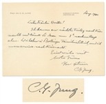 Carl Jung Autograph Note Signed on His Personal Stationery