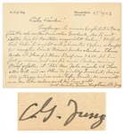 Carl Jung Autograph Letter Signed -- ...I wish you...the patient certainty that all of us are borne by a profound reason that not only gives us life but meaning as well...