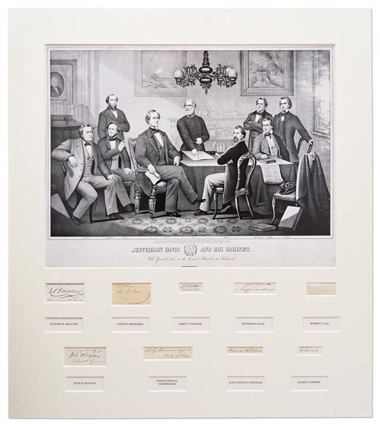 Jefferson Davis and His Confederate Cabinet Signed Display -- Includes Signatures of Robert E. Lee, Jefferson Davis, Judah P. Benjamin, Alexander H. Stephens & 5 More -- With PSA/DNA COAs