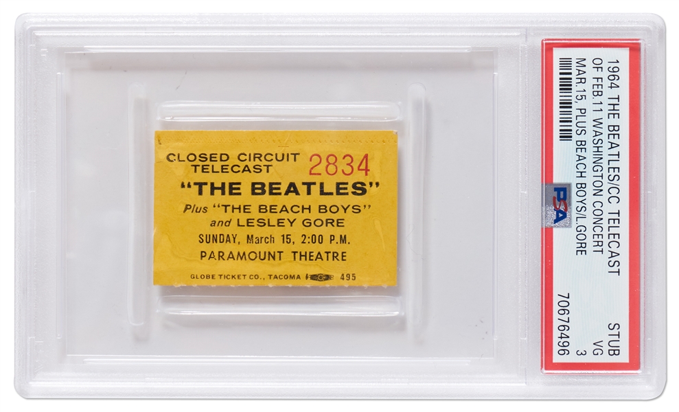 The Beatles TV Concert Ticket Stub from 15 March 1964 -- Encapsulated by PSA/DNA
