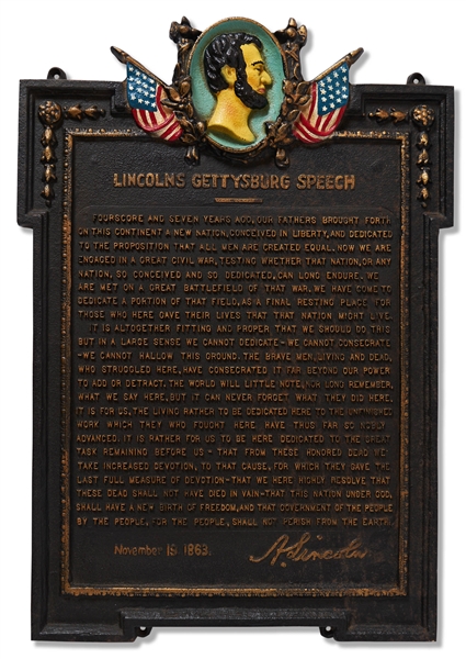 Cast-Iron Plaque of Lincolns Gettysburg Address
