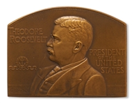 Theodore Roosevelt Bronze Plaquette by Barber & Morgan Honoring Roosevelts Great White Fleet