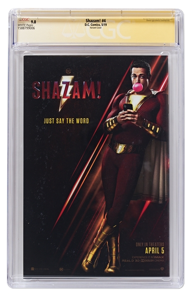 Zachary Levi Signed ''Shazam!'' #4 Comic Book -- CGC Encapsulated & Graded 9.8