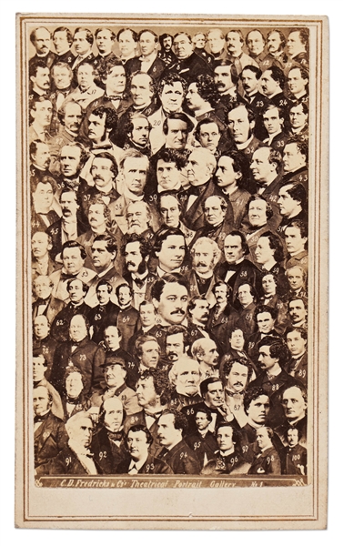 Vintage 1860s Photomontage CDV of Prominent Stage Actors Including John Wilkes Booth
