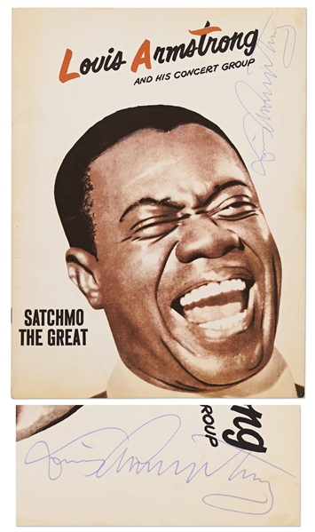 Louis Armstrong Signed Program -- Also Signed by His Band Members