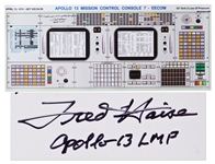 Fred Haise Signed Apollo 13 Mission Control Console Print -- Measures 14 x 34