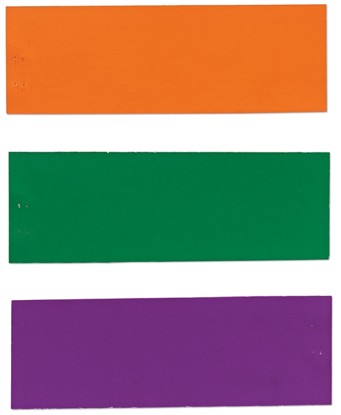 Robert Indiana Signed ''LOVE'' Artwork on 8.5'' x 11'' Sheet -- With His Orange, Green & Violet Color Swatches