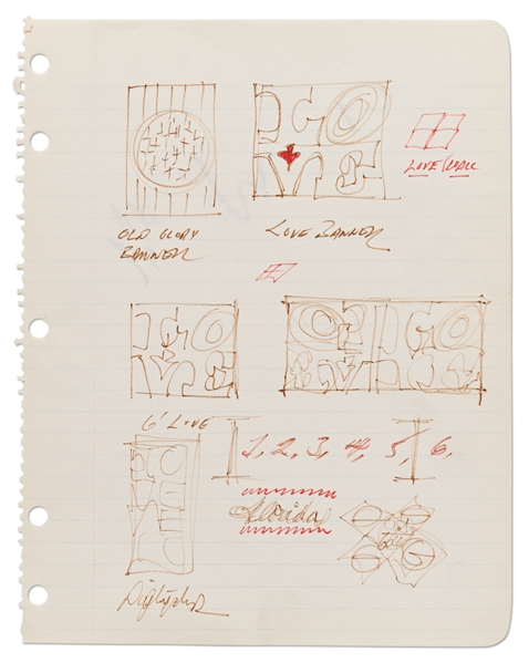 Robert Indiana Signed ''LOVE'' Sketches