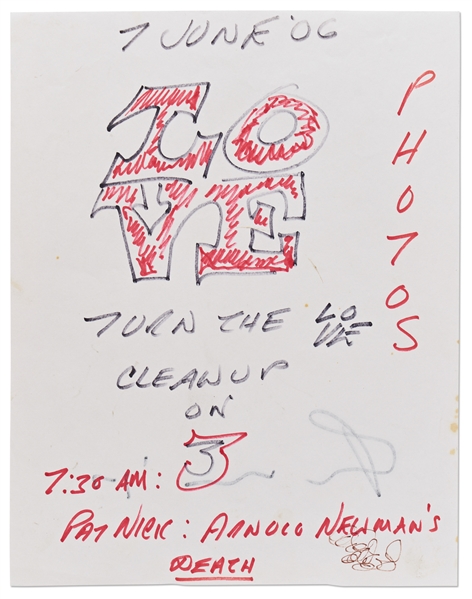 Robert Indiana Signed ''LOVE'' Sketch in Bold Red and Black