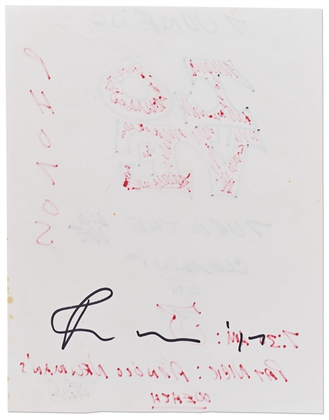 Robert Indiana Signed ''LOVE'' Sketch in Bold Red and Black