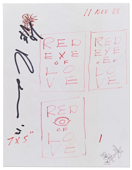 Robert Indiana Signed ''LOVE'' Sketches -- From the ''Red Eye of Love'' Series