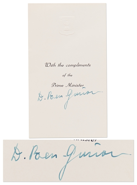 David Ben-Gurion Signature as Israel's Prime Minister from 1960