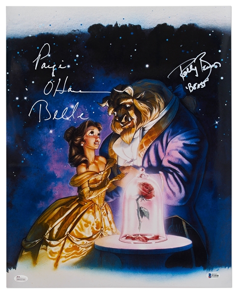 Large 16'' x 20'' ''Beauty and the Beast'' Photo Signed by Paige O'Hara as Belle and Robby Benson as the Beast