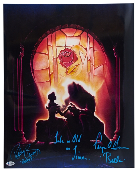Large 16'' x 20'' ''Beauty and the Beast'' Photo Signed by Paige O'Hara as Belle and Robby Benson as the Beast