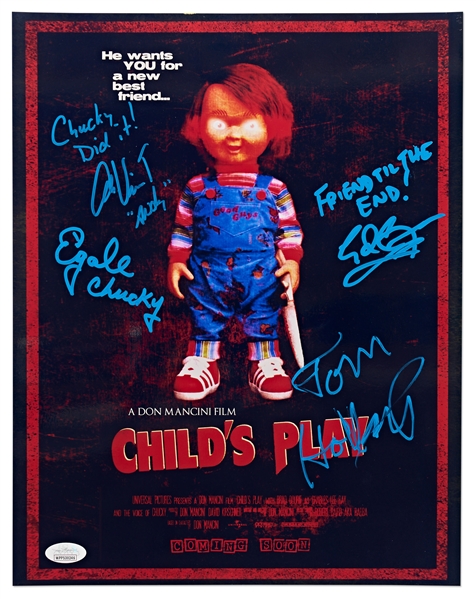 ''Child's Play'' Cast-Signed 11'' x 14'' Photo -- The First Movie Featuring Horror Movie Villain Chucky -- With JSA COA