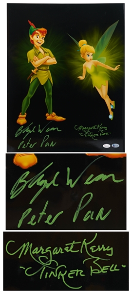 Large 20'' x 16'' Photo Signed by the Cast of ''Peter Pan'': Blayne Weaver as Peter Pan & Margaret Kerry as Tinker Bell -- With Beckett & JSA COAs