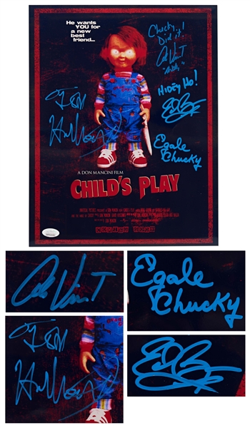 ''Child's Play'' Cast-Signed 11'' x 14'' Photo -- The First Movie Featuring Horror Movie Villain Chucky -- With JSA COA