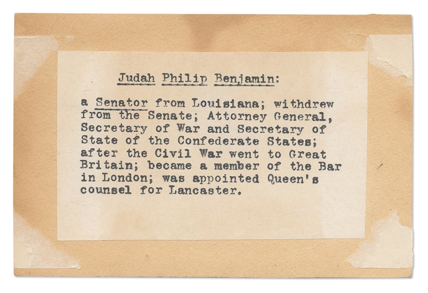 Judah P. Benjamin Signature -- Benjamin Was the Only Jewish Cabinet Member of the Confederacy