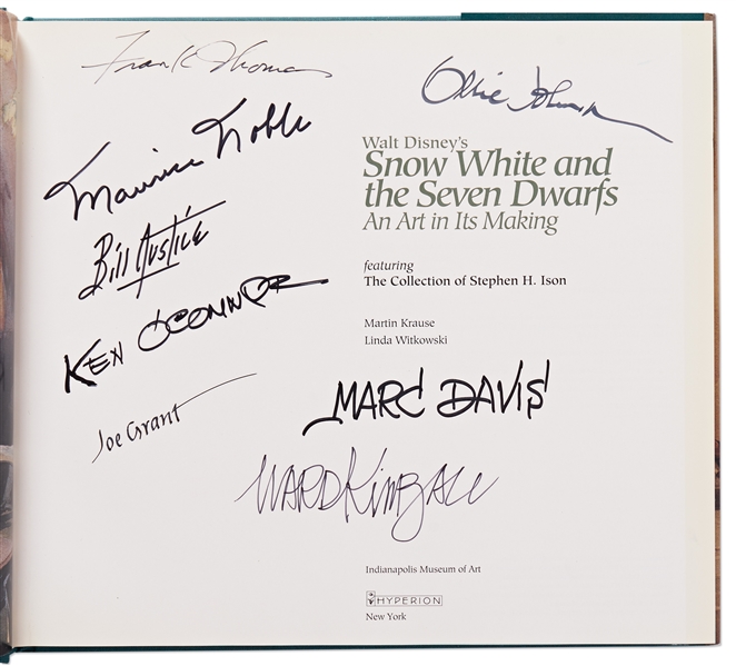 First Edition of ''Walt Disney's Snow White and the Seven Dwarfs'' Signed by Seven Disney Animators