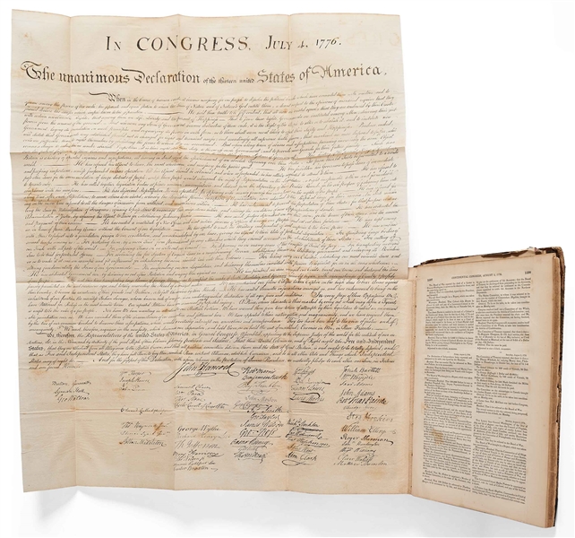 1833 Force Declaration of Independence From Original Copper Plate -- Still Within ''American Archives''