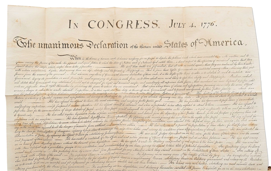 1833 Force Declaration of Independence From Original Copper Plate -- Still Within ''American Archives''