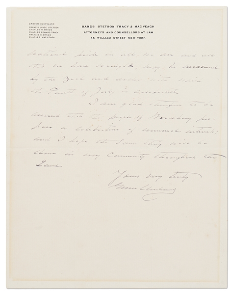 Grover Cleveland Autograph Letter Signed Regarding the 4th of July -- ''American patriotism and our national pride...may be measured by the zeal...with which the Fourth of July is celebrated''