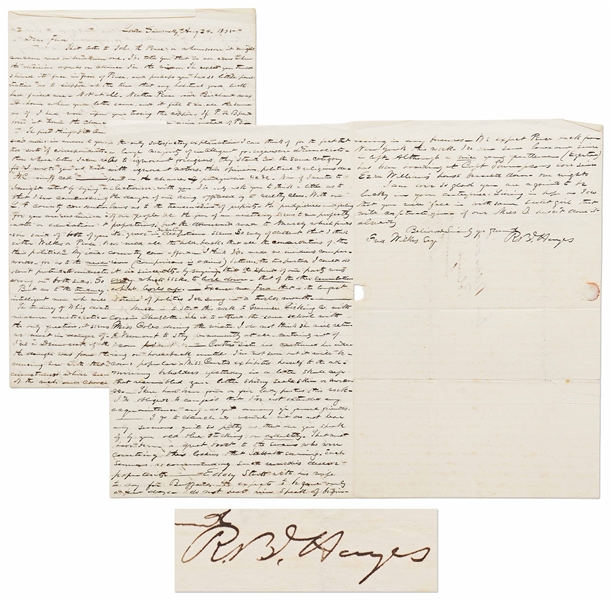 Rutherford B. Hayes Autograph Letter Signed, with Exceptional Political Content -- ''…the downward road to anarchy which finds its grave in military depotism seems so easy of descent…''