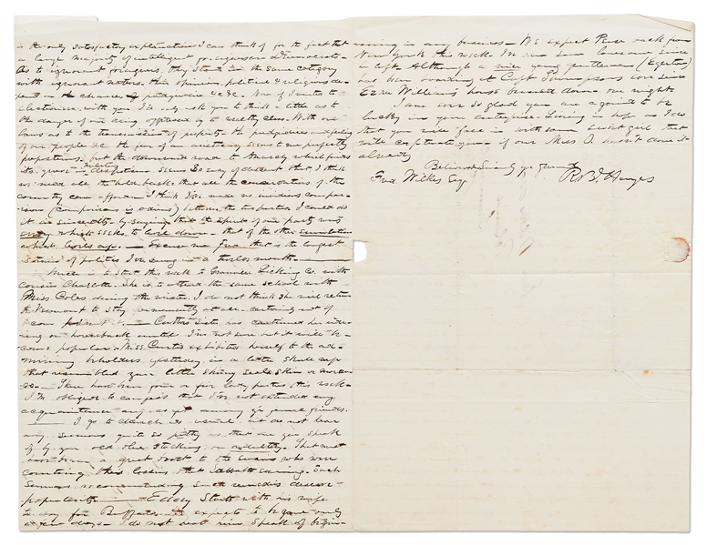 Rutherford B. Hayes Autograph Letter Signed, with Exceptional Political Content -- ''…the downward road to anarchy which finds its grave in military depotism seems so easy of descent…''