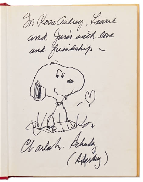 Charles Schulz Hand-Drawn Sketch of Snoopy With a Heart Symbol