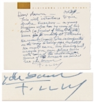 Frank Lloyd Wright Autograph Letter Signed and Initialed Envelope -- Wright Helps an Individual Who Wants to Become a Carpenter
