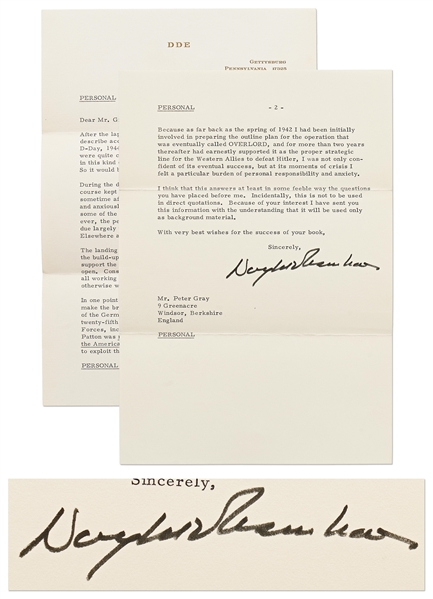 Important Dwight D. Eisenhower Letter Signed Regarding D-Day -- Marked PERSONAL, Eisenhower Describes in Detail Planning for Over 2 Years & Then Executing the Normandy Invasion