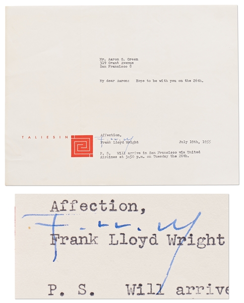 Frank Lloyd Wright Letter Signed