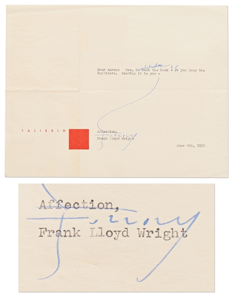 Frank Lloyd Wright Letter Signed