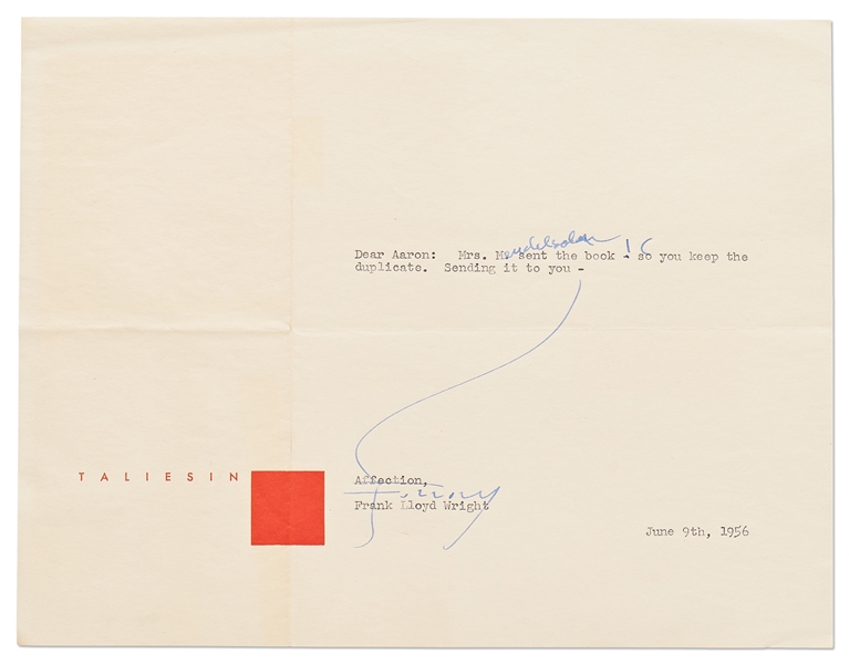 Frank Lloyd Wright Letter Signed