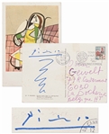 Pablo Picasso Signed Postcard of His Painting Woman in a Rocking-Chair
