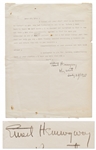Ernest Hemingway Letter Signed from 1938 Regarding Ken Magazine & Being Embezzled -- ...shocked to find the same guy embezzled me out of 822.00 dollars...