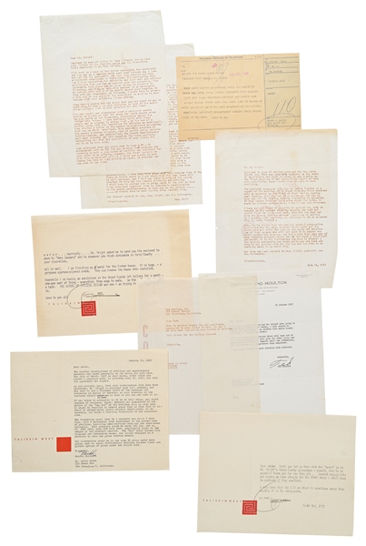 Lot of Frank Lloyd Wright Correspondence Related to the Marin County Civic Center, Wright's Last Public Project -- ''...This is where your career really begins...''