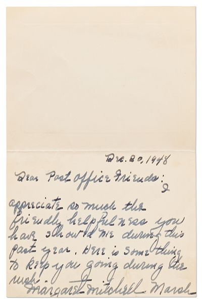 Margaret Mitchell Autograph Note Signed from 1948