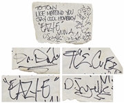 N.W.A. Band Signed Slip, Circa 1988 -- Including Eazy-Es Signature -- With PSA/DNA COA for All Signatures