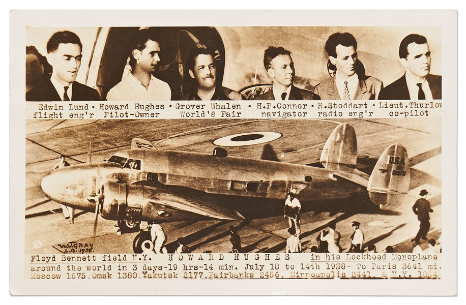 Howard Hughes Signed Flight Crew Cover -- Carried Aboard Hughes' Historic & Record-Breaking 1938 Round-the-World Flight