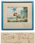 Walt Disney Signed Mat Housing a Screen-Used Cel of Christopher Robin & Winnie the Pooh from Winnie the Pooh and the Honey Tree -- Very Rare