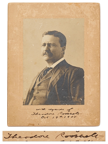 Theodore Roosevelt Photo Mat Signed as President -- Measuring 6'' x 8''